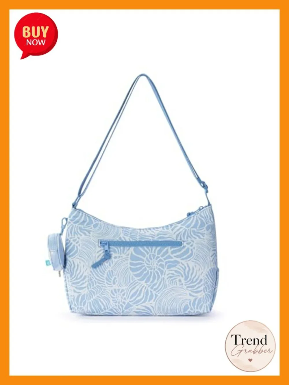 Spacious Hobo Shoulder Bag with Zipper Closure & Detachable Key Dangle